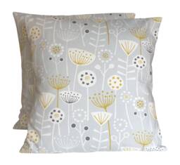"2 X Fryetts Bergen Grey Yellow Scandinavian Cushion Covers 16"" 18"" 20"" 22"" 24" - thumbnail 1