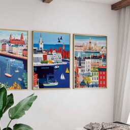 Set Of 3 Liverpool Posters, UK Travel Prints, Wall Art Set, British City Modern Print - thumbnail 2