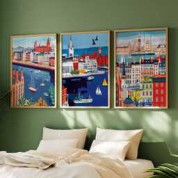 Set Of 3 Liverpool Posters, UK Travel Prints, Wall Art Set, British City Modern Print - thumbnail 3