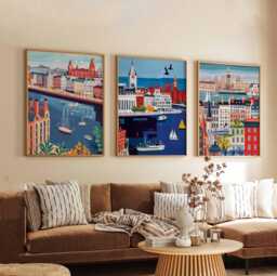 Set Of 3 Liverpool Posters, UK Travel Prints, Wall Art Set, British City Modern Print