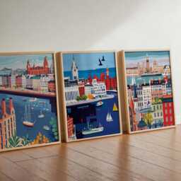 Set Of 3 Liverpool Posters, UK Travel Prints, Wall Art Set, British City Modern Print - thumbnail 4