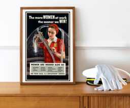 "Reprint Of A Wwii Lso Working Women Poster - ""The More At Work, The Sooner We Win" - thumbnail 1