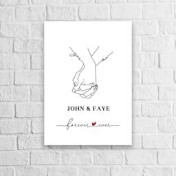 Personalised Valentines Gifts For Him Her Boyfriend Girlfriend Holding Hands A4 A5Father's Day - thumbnail 3