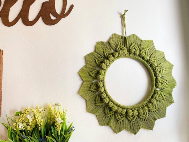 Sage Green Macrame Wall Hanging, Large Aesthetic Rustic Autumn Wreath, Woven Art, Boho Braided Wooden Tassel Circle Decorations - image 1