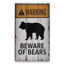 Bear Warning Sign, Decor, Beware Of Wooden Sale Wall Decor - Old Signs - thumbnail 2