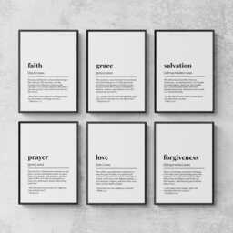 Christianity Definitions Set Of 6 Prints, Bible Wall Decor - thumbnail 1
