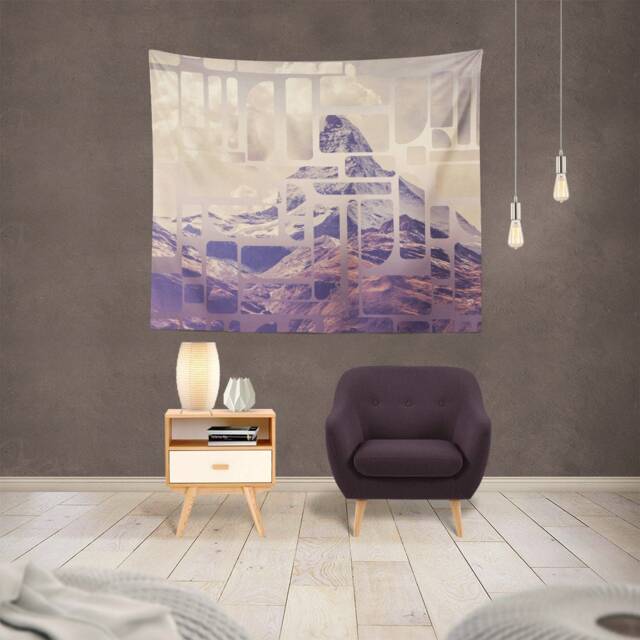 Retro Mountain Tapestry, Nature Tapestry, Wall Hanging, Geometric Wall Art - image 1