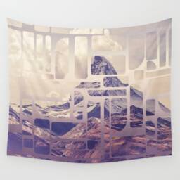 Retro Mountain Tapestry, Nature Tapestry, Wall Hanging, Geometric Wall Art - thumbnail 2