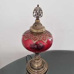 Free Uk/Eu Led Bulb, 3 Variations Antique Vintage Style Colourful Crackle Red Turkish Ottoman Lamp Desk Table Bedside Lamp, Christmas Gift - thumbnail 3