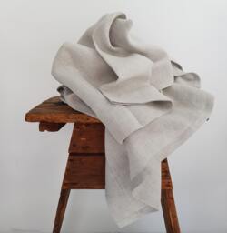 Gray Linen Flat Sheet European Flax, Custom Size Bedding, Belgian Woven in Italy - thumbnail 1