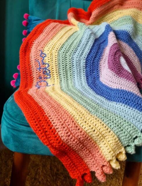 Handmade Crochet Rainbow Comforter Blanket - Small Baby Girl Gift, Boy Shower Blanket - image 1