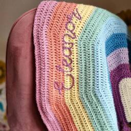 Handmade Crochet Rainbow Comforter Blanket - Small Baby Girl Gift, Boy Shower Blanket - thumbnail 2
