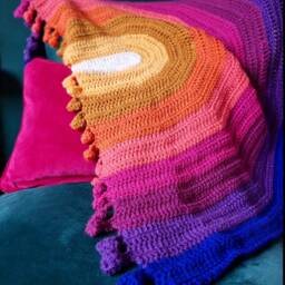 Handmade Crochet Rainbow Comforter Blanket - Small Baby Girl Gift, Boy Shower Blanket - thumbnail 3