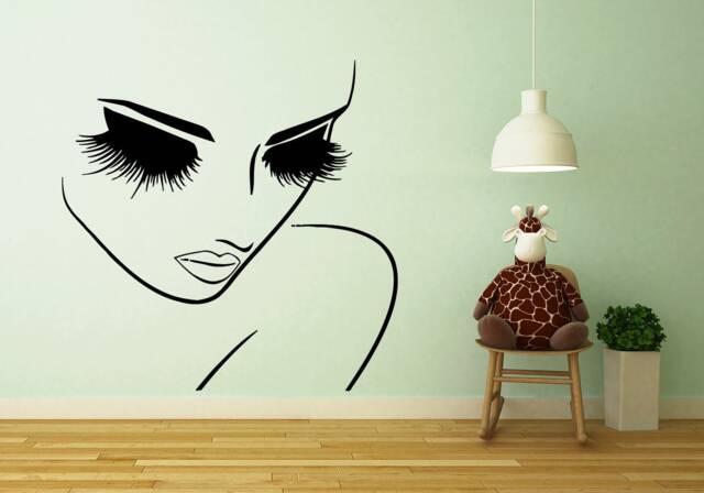 Wall Decals Hairdressing Hair Beauty Salon Decal Vinyl Sticker Woman Long Lashes Closeup Makeup Home Decor Window Chu913 - image 1