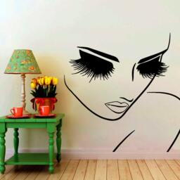Wall Decals Hairdressing Hair Beauty Salon Decal Vinyl Sticker Woman Long Lashes Closeup Makeup Home Decor Window Chu913 - thumbnail 2