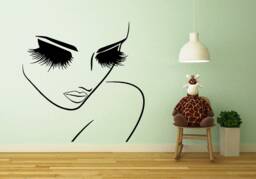 Wall Decals Hairdressing Hair Beauty Salon Decal Vinyl Sticker Woman Long Lashes Closeup Makeup Home Decor Window Chu913
