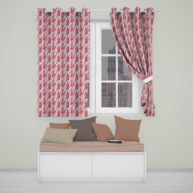 Red Floral Botanical Vintage Style Seamless Pattern Elegant Readymade Eyelet Ring Top Thermal 100% Blackout Curtains - image 1