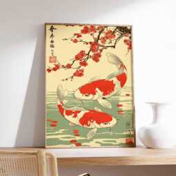 Koi Fish Print, Japanese Poster, Asian Wall Art, Zen Decor, Minimalist Water Garden Nature Artwork - thumbnail 2