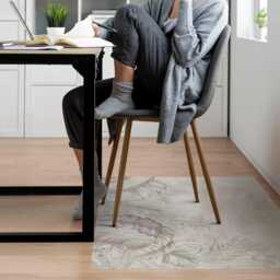 Pastel Leaves Desk Chair Mat, Beige Computer Office Plants Gaming Floor Protector