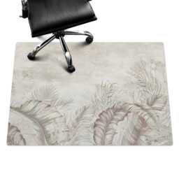 Pastel Leaves Desk Chair Mat, Beige Computer Office Plants Gaming Floor Protector - thumbnail 3