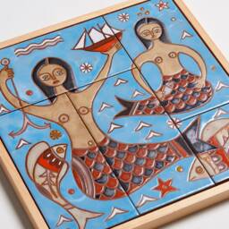 Ceramic Mermaids Pottery Handmade Kids Room Sea Life Art Newborn Gift Outdoor Wall D??cor Baby Shower Ocean World Beach Decor - thumbnail 2