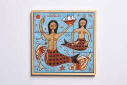 Handmade Ceramic Mermaid Tile Art, Framed Sea Life Wall Hanging