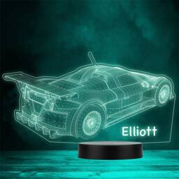 3D Effect Sports Car Spoiler Personalised Gift Colour Change Led Night Light