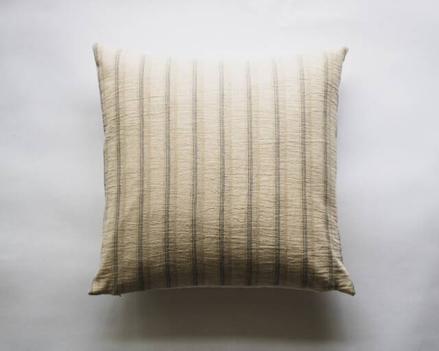 Thin Blue Pinstripe Pillow Cover, Tan Stripe Designer Pillow, Natural Hmong Throw Simple Modern Accent Organic Decor - image 1