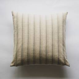 Thin Blue Pinstripe Pillow Cover, Tan Stripe Designer Pillow, Natural Hmong Throw Simple Modern Accent Organic Decor - thumbnail 2