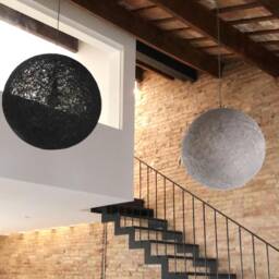 Handmade Cotton Pendant Light, Plug in Or Hardwired Ceiling Lamp, Scandinavian Minimalist Hanging Custom Size, Made in Spain - Sphere - thumbnail 4
