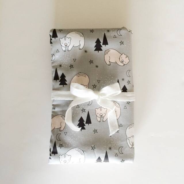 Bear Nursery Changing Pad Cover Grey Woodland Cotton, Fitted - image 1