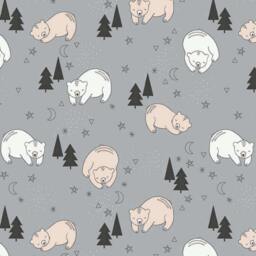 Bear Nursery Changing Pad Cover Grey Woodland Cotton, Fitted - thumbnail 2