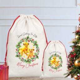 Personalised The Lion King Christmas Sack/stocking, Santa Sack, Eve, Simba, Nala, Mufasa First - thumbnail 2