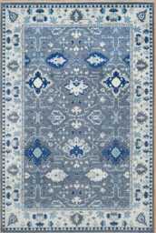 Handwoven Wool Oushak Rug, Navy Gray Medallion Design, Traditional Fine Woolcarpet Ar_3693