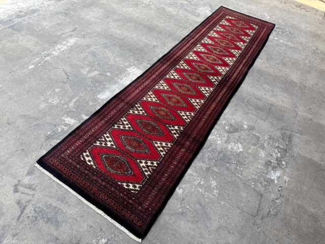 2'7x9.10 Turkish Runner Rug - Authentic Handwoven Wool Tribal Floor , Quality Home Decor Geometric Design Kitchen Hallway - image 1