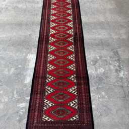 2'7x9.10 Turkish Runner Rug - Authentic Handwoven Wool Tribal Floor , Quality Home Decor Geometric Design Kitchen Hallway - thumbnail 2