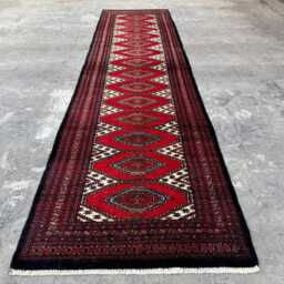 2'7x9.10 Turkish Runner Rug - Authentic Handwoven Wool Tribal Floor , Quality Home Decor Geometric Design Kitchen Hallway - thumbnail 3