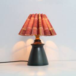 Handmade Red Plaid Fabric Flower Lamp With Ceramic Base For Home Decor Gifts-106# - thumbnail 4