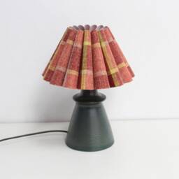 Handmade Red Plaid Fabric Flower Lamp With Ceramic Base For Home Decor Gifts-106# - thumbnail 2