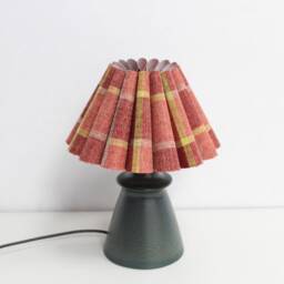 Handmade Red Plaid Fabric Flower Lamp With Ceramic Base For Home Decor Gifts-106# - thumbnail 3
