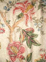 Jacobean Linen Curtain Panel, Floral Window Panel in Designer Kaufmann Fabric Madura Bisque - thumbnail 2