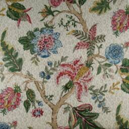 Jacobean Linen Curtain Panel, Floral Window Panel in Designer Kaufmann Fabric Madura Bisque - thumbnail 3