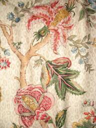 Jacobean Linen Curtain Panel, Floral Window Panel in Designer Kaufmann Fabric Madura Bisque - thumbnail 1