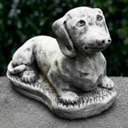 Garden Dachshund Dog Statue Concrete Sculpture Outdoor Animal Ornament Front Door Decoration Handmade Art Lover Gift - thumbnail 1