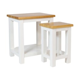 Painted 2-Tier Side Table Set With Oak Top, Wooden End Tables - thumbnail 4