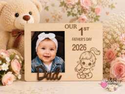 Personalised First Father's Day Photo Frame , Custom Dad Picture Frame, Engraved Wooden Gift From Baby, New Keepsake - thumbnail 1