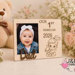 Personalised First Father's Day Photo Frame , Custom Dad Picture Frame, Engraved Wooden Gift From Baby, New Keepsake - thumbnail 3