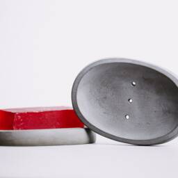 Concrete Soap Dish With Drainage Holes, Grey Cement Holder, Oval Bathroom Tray, Functional Minimalist Decor, Draining Stand - thumbnail 3