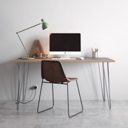 Hairpin Desk & Dining Table - Grey Formica Birch Plywood & Our Best Selling Pins All Sizes