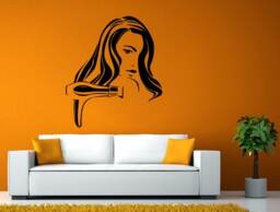 Big Hair Blow Drier Woman Girl Beauty Salon Shop Room Wall Sticker Decal Vinyl Mural Decor Art L2443 - thumbnail 1